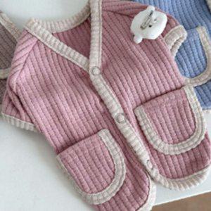 강아지 포켓 전문가용 똑딱이 양뱃지 가디건 핑크 2XL 1P 겨울