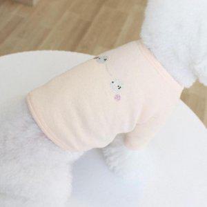 강아지 올인원 해피 크롭탑 피치 1P 애견 스판 산책 티셔츠