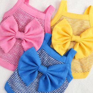 강아지 모던 스트라이프 큐티 리본 나시티 핑크 2XL 1P