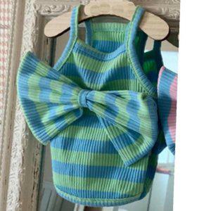강아지 빅리본 밸런스 골지 나시티 그린 2XL 1P 스트라이프