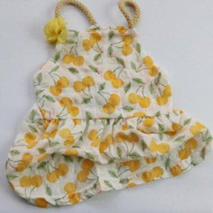 강아지 알로하 통풍 앵두 끈나시 원피스 옐로우 1P 치마