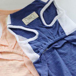 강아지 메쉬 슬림 카라 원피스 블루 2XL 1P 깔끔한 나시