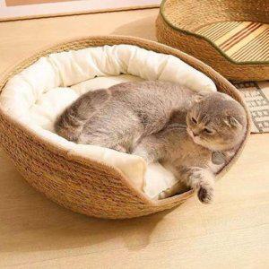 고양이 라탄 모던 바구니 숨숨집 대형 1P 베드 핸드메이드