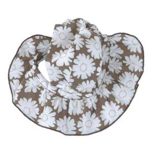 강아지 프릴 정리형 플라워 썬캡 브라운 1P 애견 모자