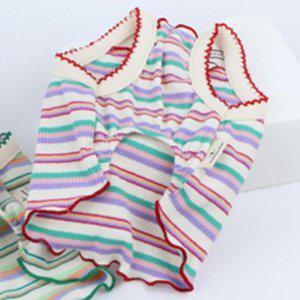 강아지 스트라이프 부드러운 곰돌이 나시티 레드 2XL 1P 티셔츠