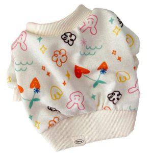 강아지 귀여운 데일리 크롭 긴팔티 아이보리 2XL 1P 간절기