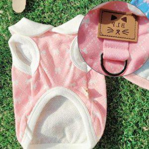 강아지 카라 베이직 티셔츠 하네스 핑크 2XL 1P 민소매 산책