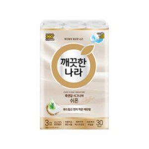 깨끗한나라 천연펄프 3겹 촉앤감 시그니처 쉬폰 27m 30롤 1개