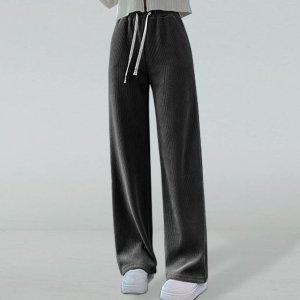 골덴바지 여자 2컬러 와이드팬츠 기모바지 밴딩