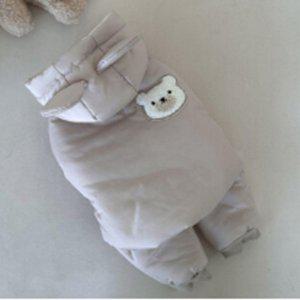 곰돌이 강아지 안정감있는 후드 패딩 올인원 그레이 1P 겨울 보온