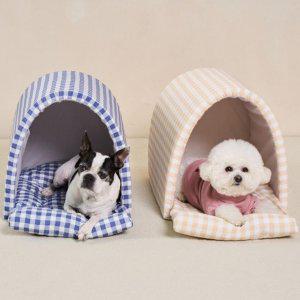 강아지 체크 데일리 쿨링 동글이 하우스 1P 여름 휴식 공간