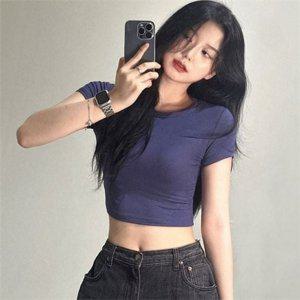 슬림 여성 크롭 티셔츠 3color 쫀쫀 여성 반팔 티셔츠 타이트