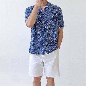 오버핏 반팔 셔츠 하와이안 남성 반팔 셔츠 여름 휴양지