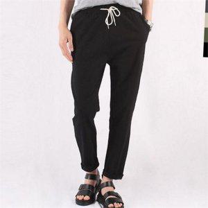 데일리 남성 린넨 바지 9부 스트링 린넨 팬츠 여름 와이드