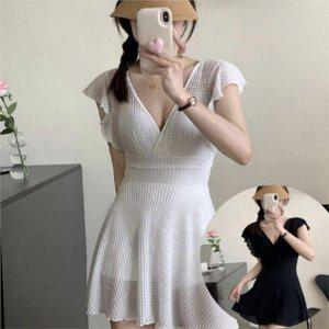 빅사이즈 여성 원피스 수영복 체형커버 원피스 수영복 프릴 비치