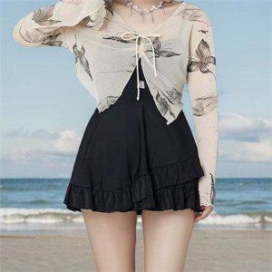 프린팅 여성 원피스 수영복 체형커버 빅사이즈 수영복 휴양지 비치