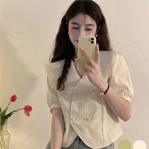 러블리 여성 쉬폰 블라우스 FREE 레이스 쉬폰 블라우스 여름 반팔
