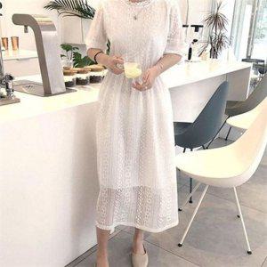 데일리 여성 레이스 원피스 총장104cm 캐주얼 펀칭 원피스 휴양지 여름