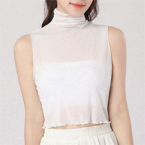 페이크 여성 시스루 카라 블라우스 시스루 카라 목폴라 이너