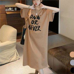 루즈핏 여성 반팔 원피스 FREE 캐주얼 여성 롱 원피스 옆트임