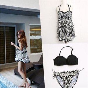 민소매 여성 비키니 4pcs 홀터넥 비키니 4피스 수영복 여름