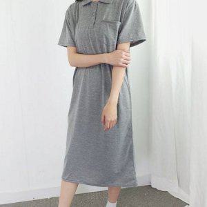 데일리 여성 롱 원피스 셔츠 루즈핏 원피스 카라 반팔 여름
