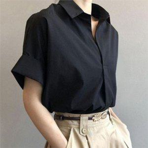 데일리 여성 루즈핏 셔츠 캐주얼 여성 반팔 블라우스 여름 정장