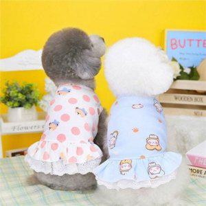 레이스 강아지 원피스 프릴 강아지 치마 도트 여름