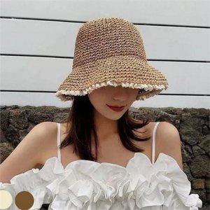 데일리 여성 여름 모자 레이스 밀짚 모자 휴양지 바캉스 해변