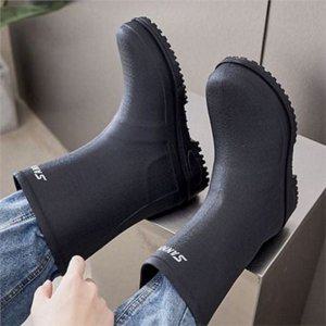 편안한 남녀공용 장화 클래식 미들 장화 키높이 심플 패션 기본