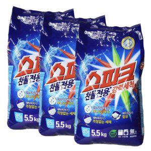 애경 산업 스파크 세탁 세제 가루 5.5 kg x 3개입