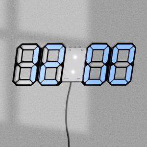 스마트 LED 리모컨 디지털 벽걸이 벽시계(블랙블루)