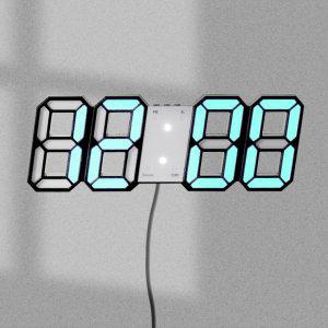 스마트 LED 리모컨 디지털 벽걸이 벽시계(블랙그린)