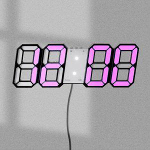 스마트 LED 리모컨 디지털 벽걸이 벽시계(블랙핑크)