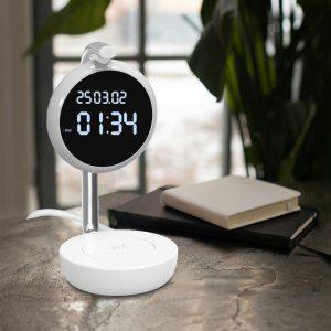 고속 무선 충전 디지털 탁상시계 LED 무드등 무소음 전자 책상 인테리어 미니 데스크테리어