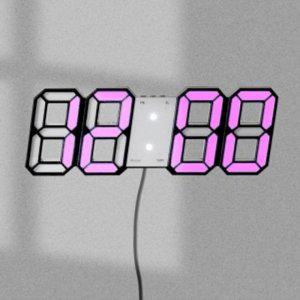 스마트 LED 리모컨 디지털벽시계(블랙+핑크) 무소음