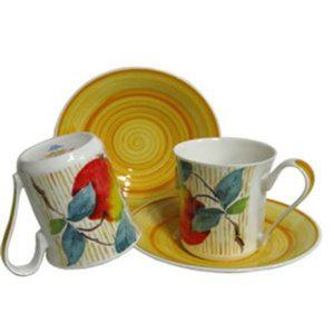 로이컥햄 영국 본차이나 후르츠 커피잔 2인조 세트 잔 받침 도자기 티타임 찻잔 2P