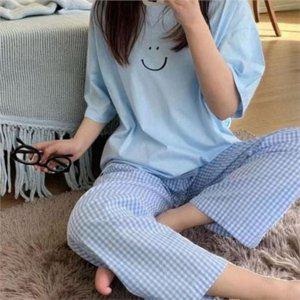 스마일 여성 파자마 귀여운 잠옷 데일리 간절기 상하의 루즈핏