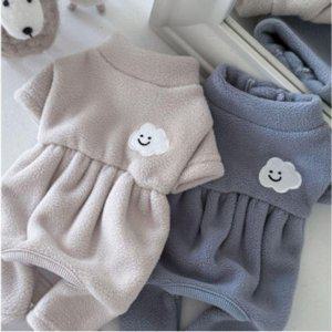 구름 강아지 깔끔한 플리스 올인원 블루 2XL 1P 겨울 수트