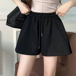 루즈핏 여성 반바지 와이드 반바지 밴딩 하이웨스트