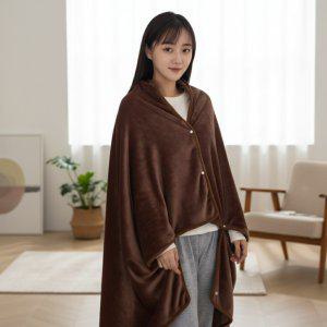 똑딱이 단추 극세사 망토 담요 100x150cm 사무실 무릎 숄 여행용