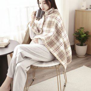 극세사 망토담요 130cm 똑딱이 단추 거실용 보온 숄 담요 학생 무릎덮개