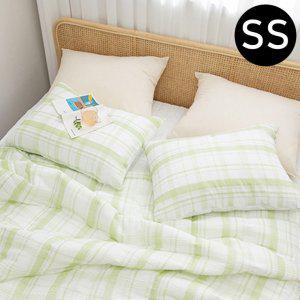 해피니 샤브레 여름 간절기 이불 패드세트 슈퍼싱글 SS (올리브 그린) (베개솜 별매)
