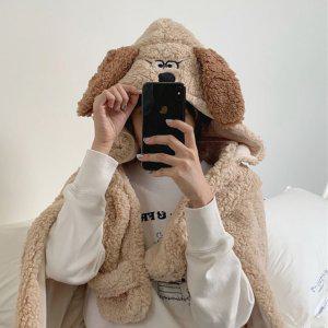 숄 무릎 후드담요 극세사 어깨담요 부슬동물어깨담요 침대 이불 배