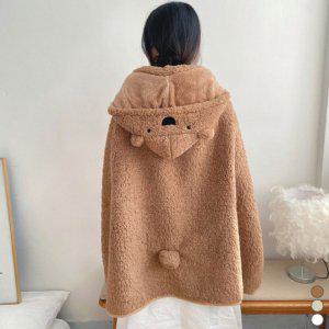 무릎담요 담요 곰돌이 후드 망토 담요 LM-0252