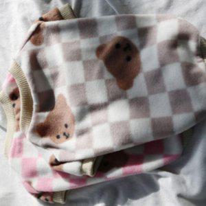 강아지 체크 프로급 곰돌이 반팔티 핑크 3XL 1P 겨울 티셔츠
