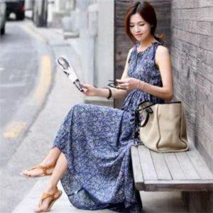 바캉스 여성 민소매 원피스 나시 여성 주름 원피스 여름 쉬폰