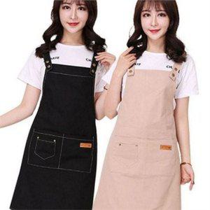 투포켓 성인 방수 앞치마 카페 바리스타 작업 앞치마 주방용 요리용