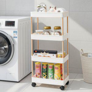 22cm 슬림 4단 이동식 틈새수납장 세탁실 주방 트롤리 수납선반