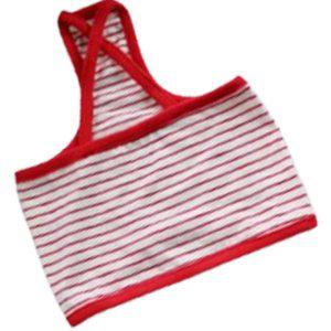 강아지 단가라 편안 X자 크롭 나시티 레드 2XL 1P 티셔츠